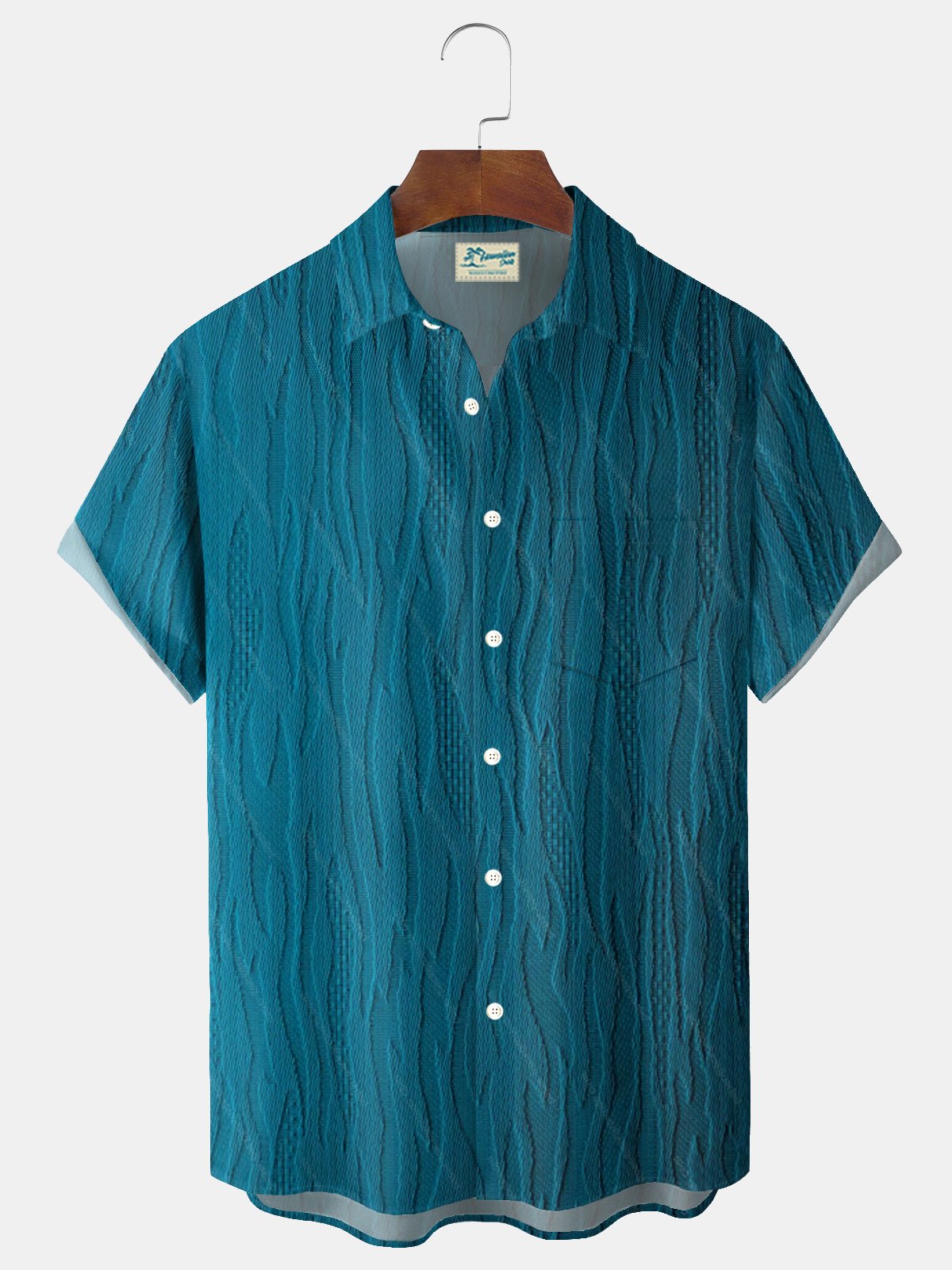 Royaura® Retro Art Texture Print Men's Button-Up Short-Sleeve Hawaiian Shirt Big & Tall