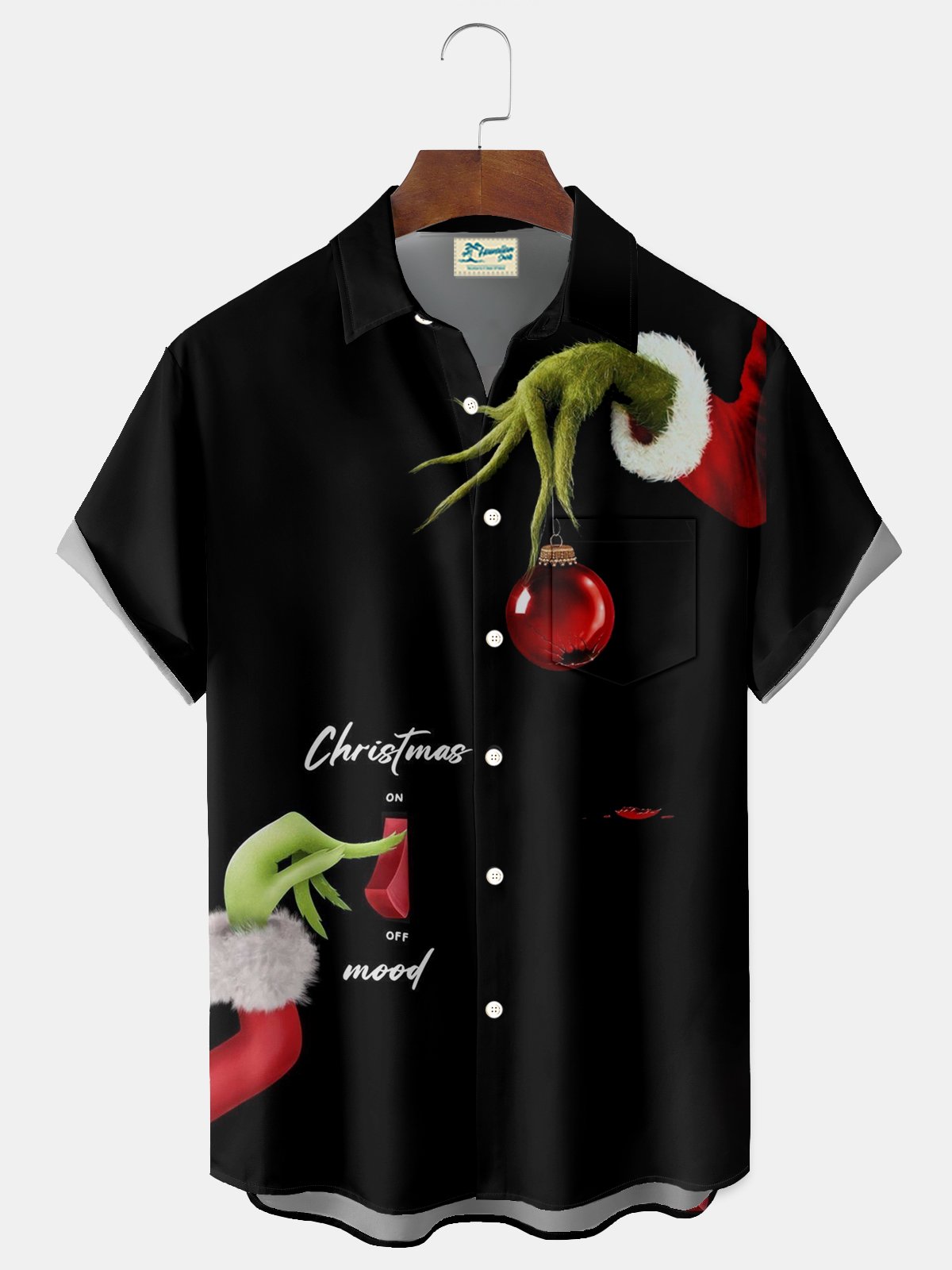 Royaura® Funny Christmas shirts Printed Men's Button Pocket Short-Sleeve Hawaiian Shirt Holiday shirts men Big & Tall