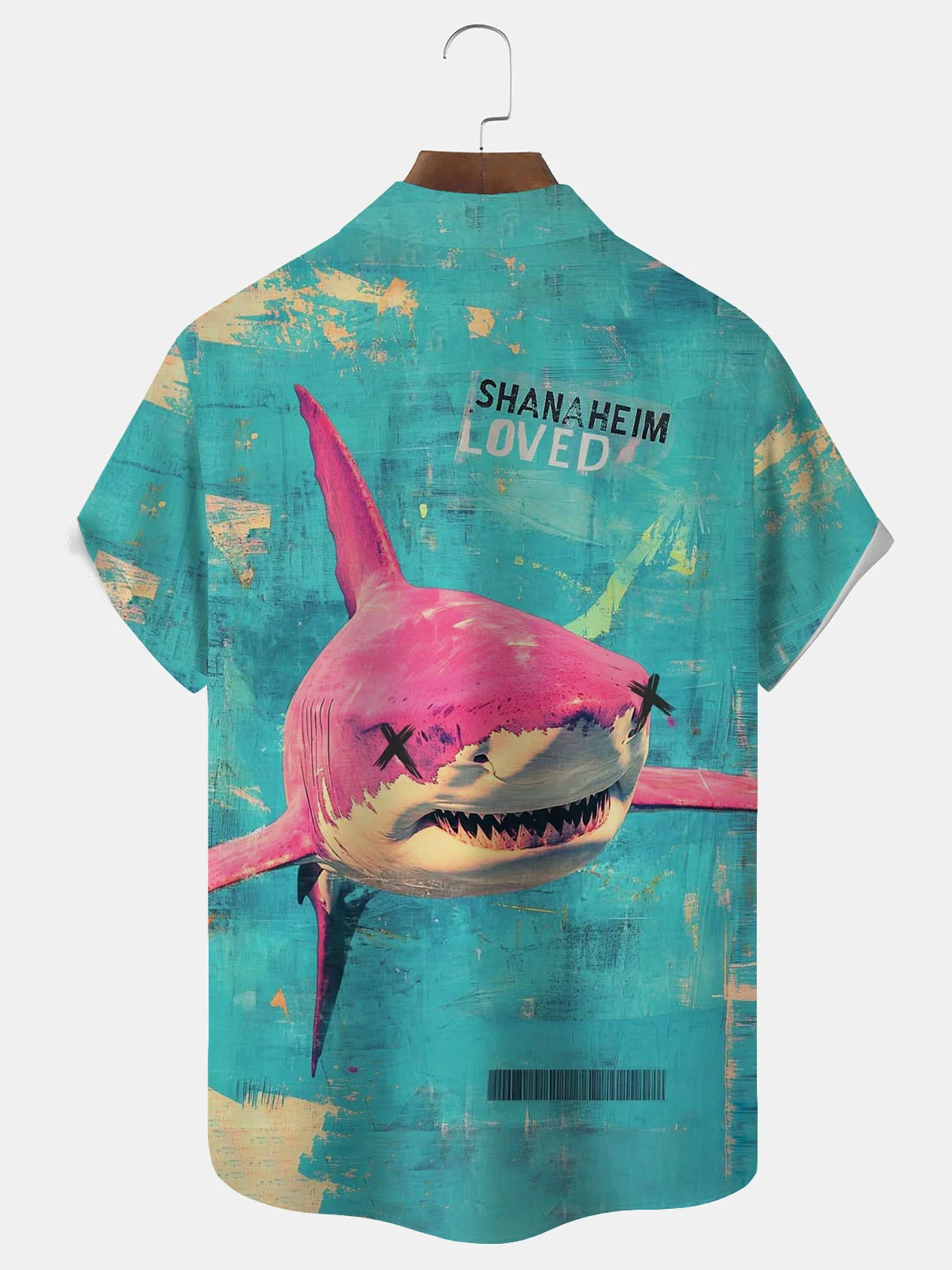 Royaura® Shark Art Print Men's Button Pocket Short-Sleeve Shirt Big & Tall