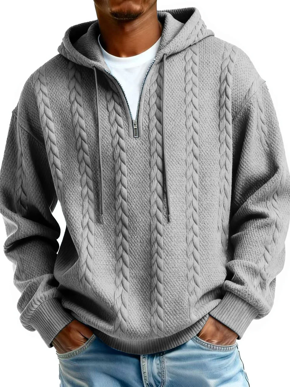 Royaura® Jacquard Men's Zipper Hooded Sweatshirt Big & Tall