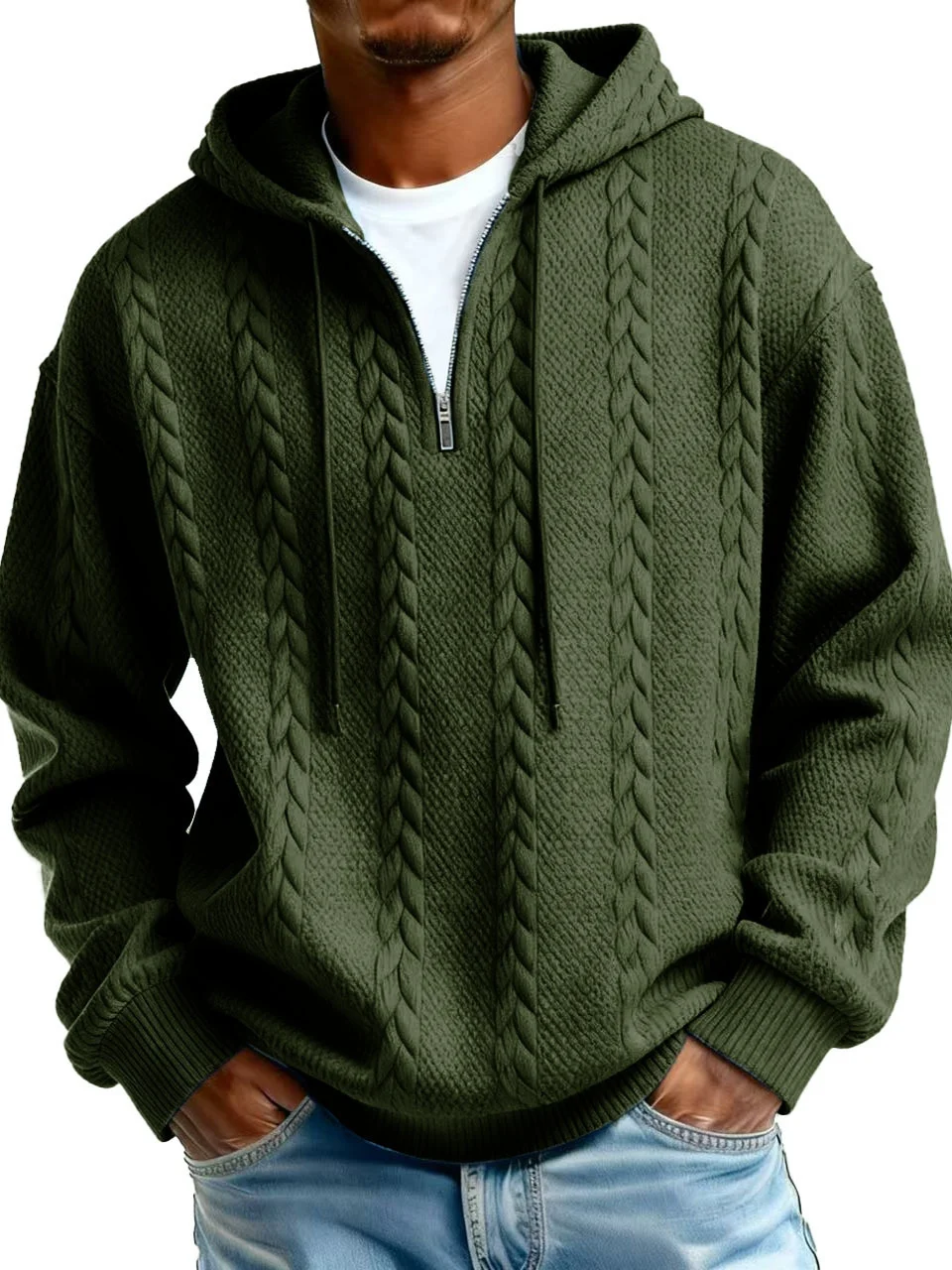 Royaura® Jacquard Men's Zipper Hooded Sweatshirt Big & Tall