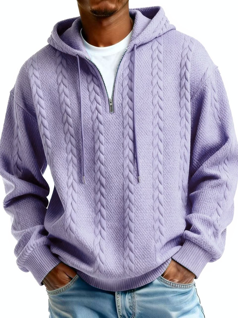 Royaura® Jacquard Men's Zipper Hooded Sweatshirt Big & Tall