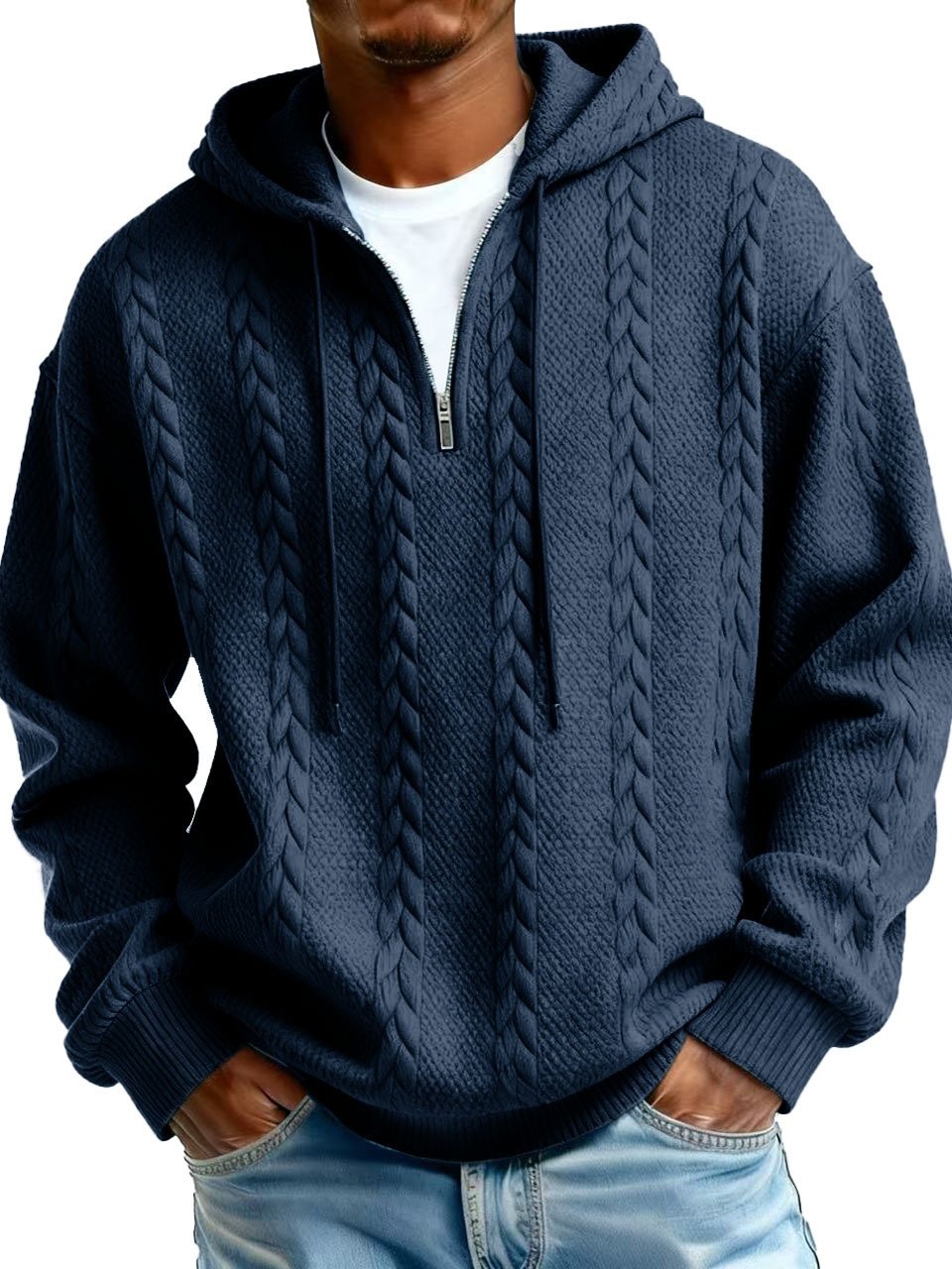 Royaura® Jacquard Men's Zipper Hooded Sweatshirt Big & Tall