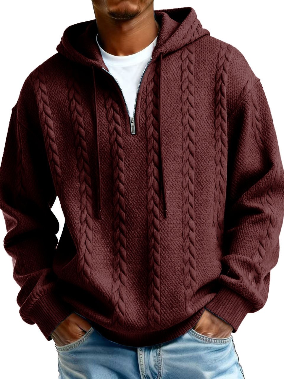 Royaura® Jacquard Men's Zipper Hooded Sweatshirt Big & Tall