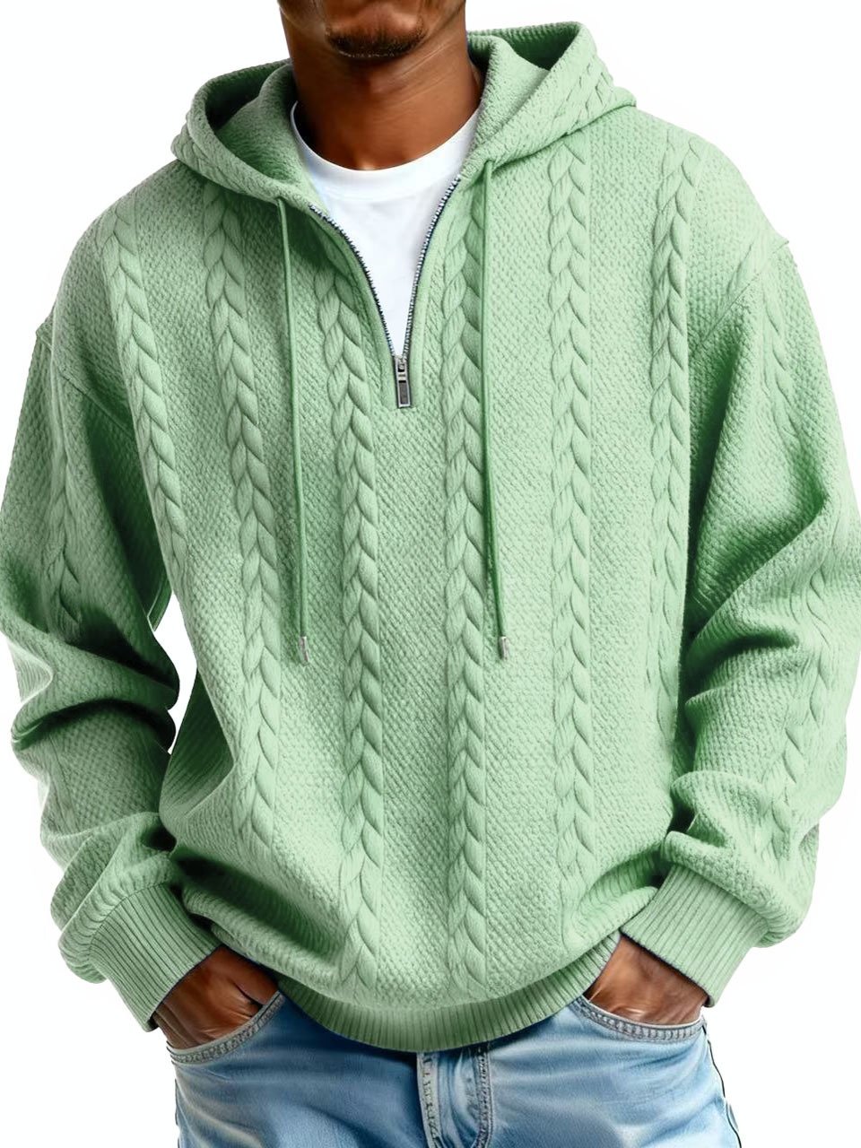 Royaura® Jacquard Men's Zipper Hooded Sweatshirt Big & Tall