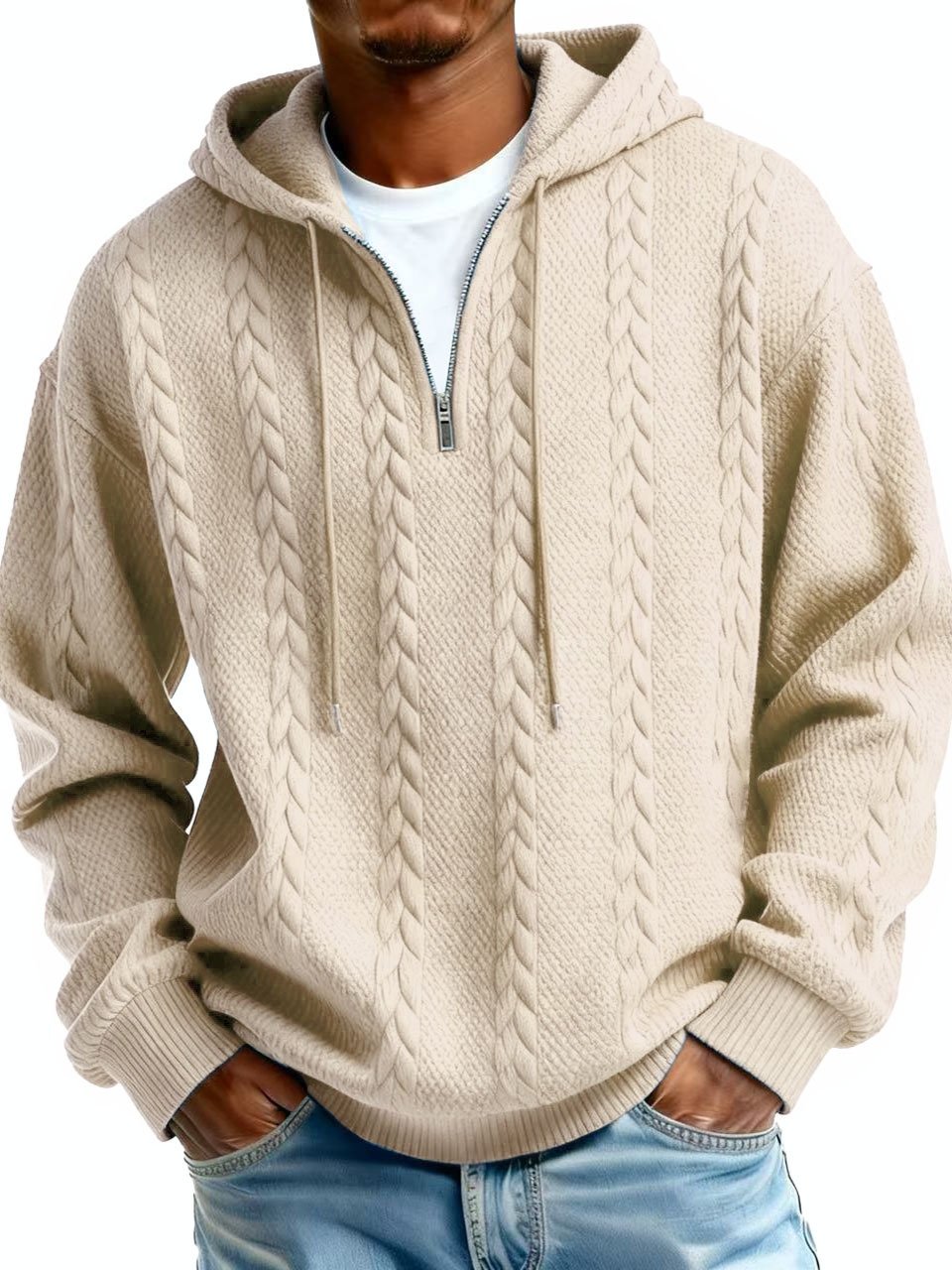 Royaura® Jacquard Men's Zipper Hooded Sweatshirt Big & Tall