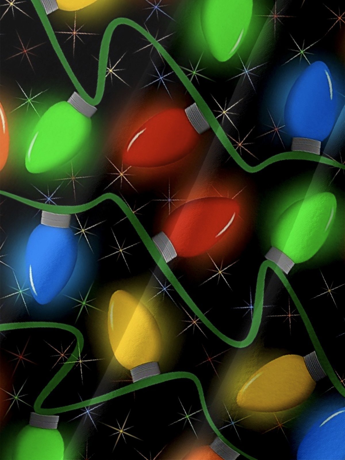 Royaura® Retro Holiday Christmas Multicolor Lights Print Men's Button Pocket Short Sleeve Shirt Big & Tall