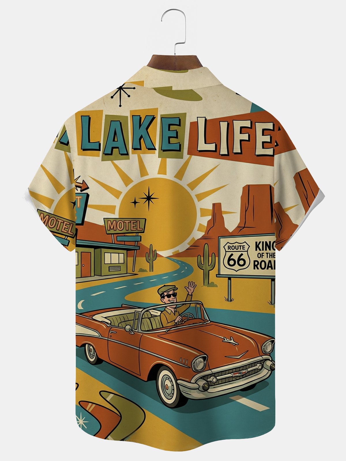 Royaura® Geometric Medieval Print Men's Button-Down Short-Sleeve Hawaiian Shirt Big & Tall