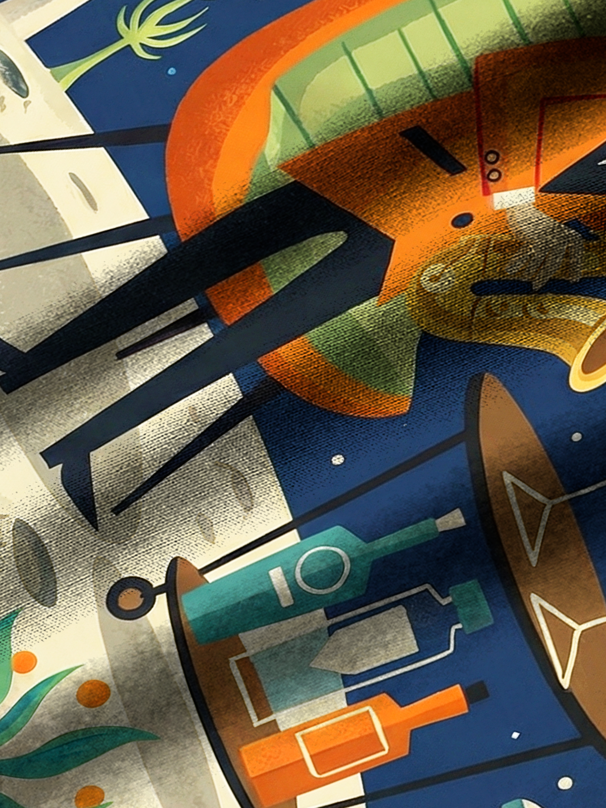 Royaura® Men's Vintage Atomic Jazz Cat Print Retro Short Sleeve Shirt Big & Tall