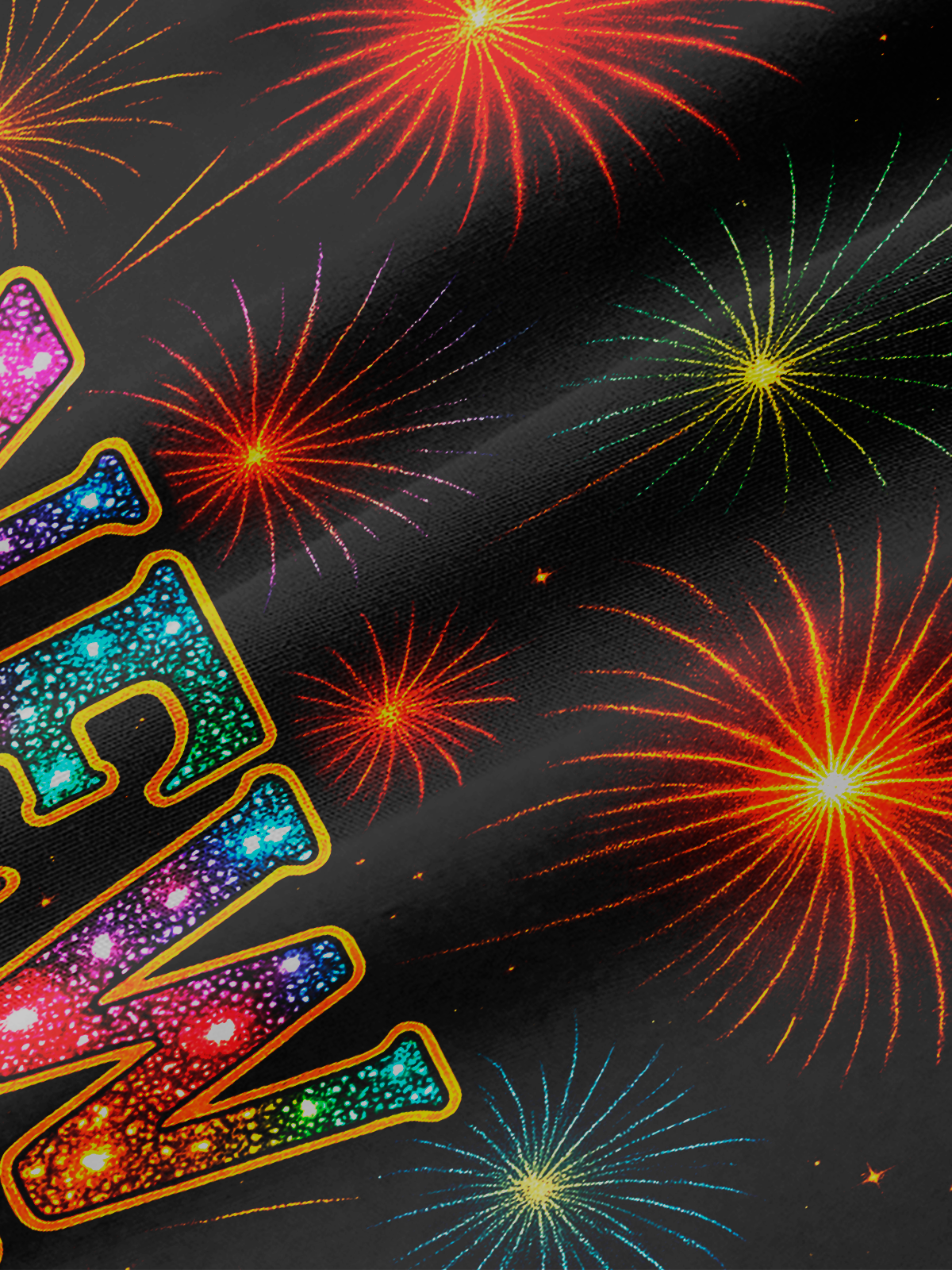 Royaura® Men's Happy New Year Explosive Fireworks Print Retro Short Sleeve Button Down Big & Tall