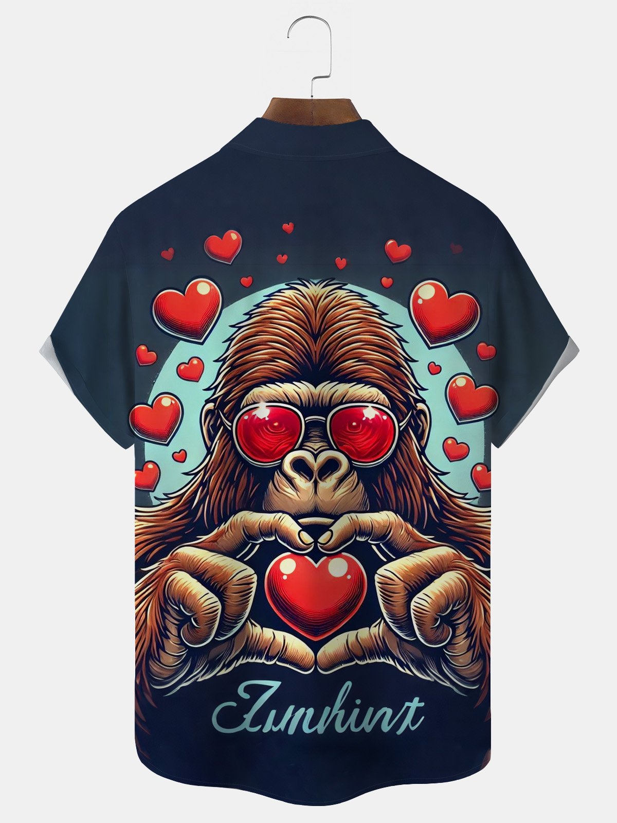 Royaura® Big Feet Valentine's Day Print Men's Button-Down Short-Sleeve Holiday Hawaiian Shirt Big & Tall