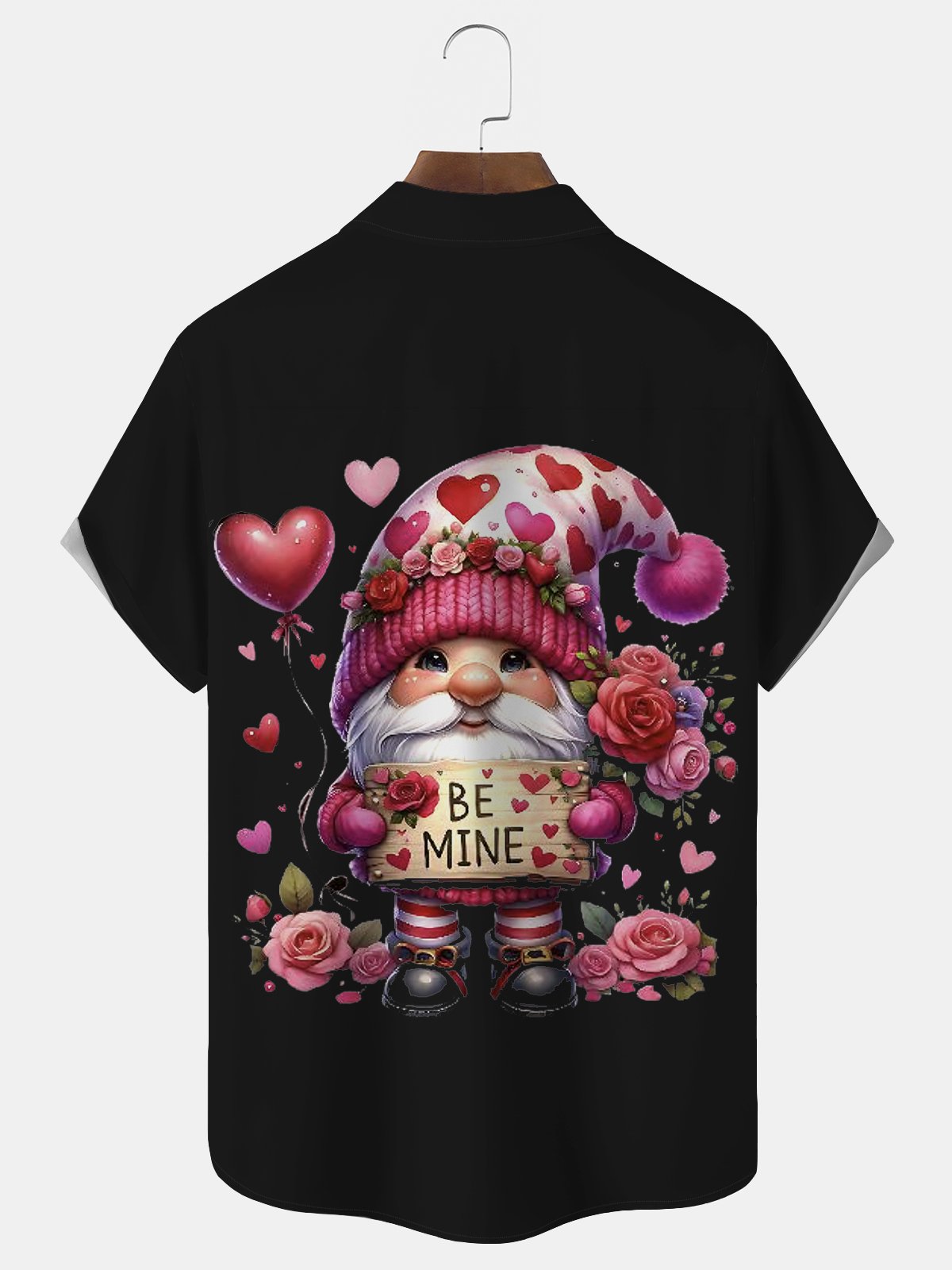 Royaura® Valentine's Day Heart-Shaped Men's Button-Down Short-Sleeve Holiday Hawaiian Shirt Big & Tall