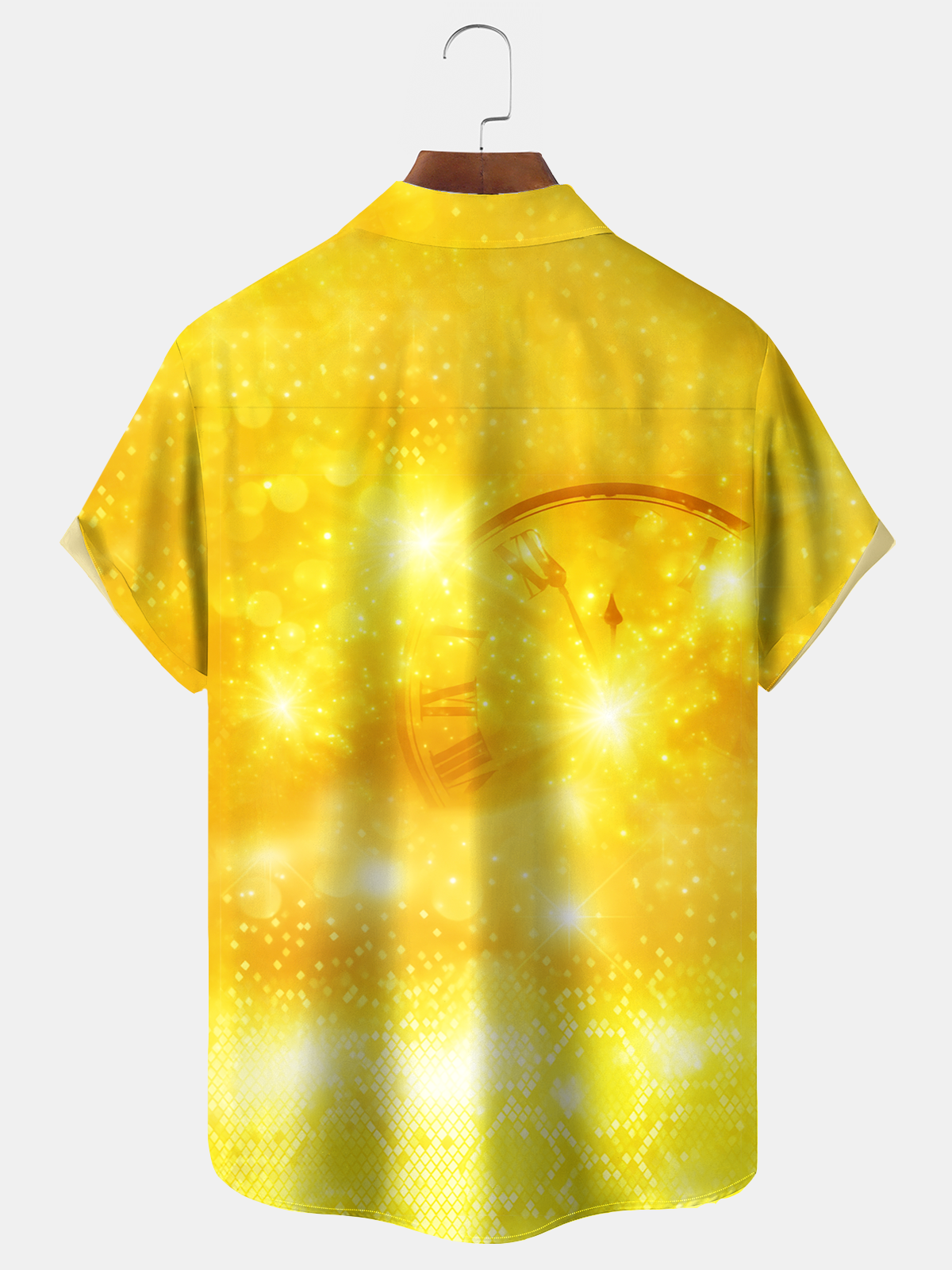 Royaura® Men's Happy New Year Colorful Golden Countdown Print Retro Short Sleeve Button Down Big & Tall