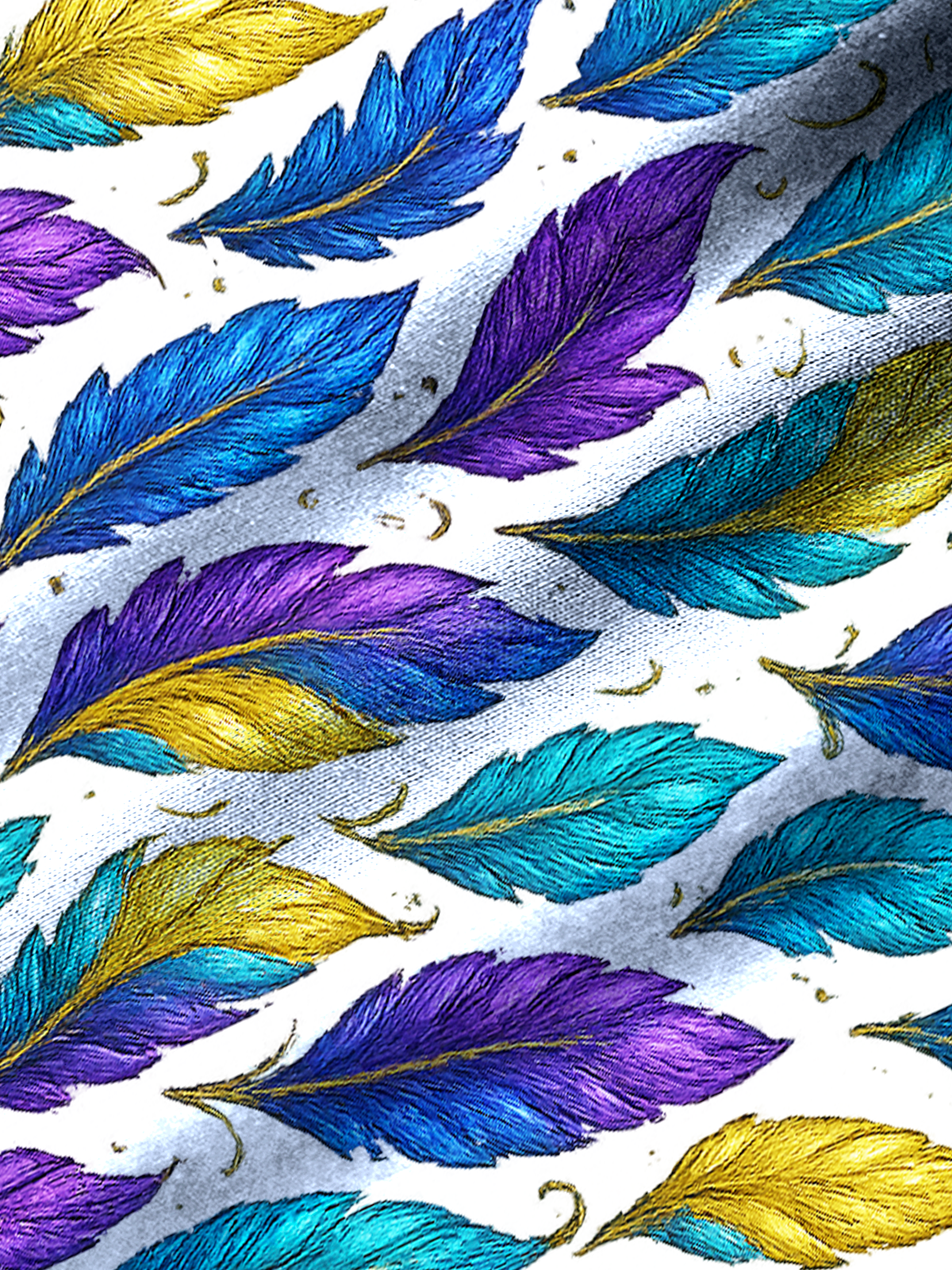 Royaura® Men's Mardi Gras Flying Feathers Print Retro Short Sleeve Button Down Big & Tall