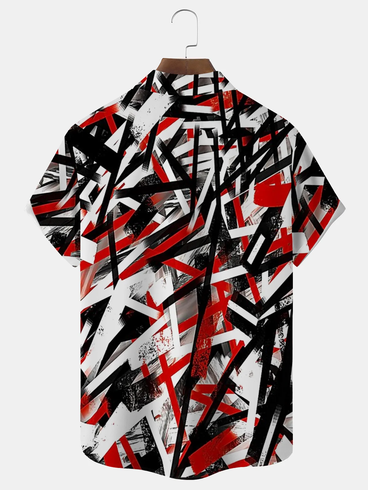 Royaura® Retro Gradient Art Geometric Print Men's Button-Down Short-Sleeve Hawaiian Shirt Big & Tall