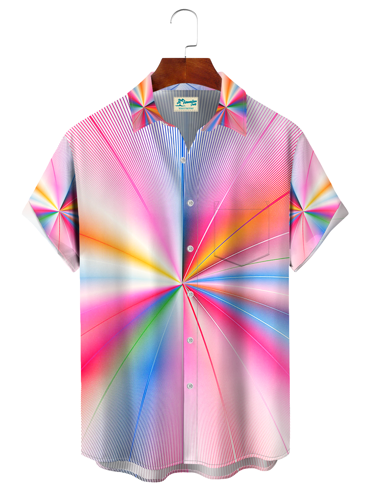 Royaura® Men's Basic Colorful Rays Print Retro Short Sleeve Button Down Big & Tall