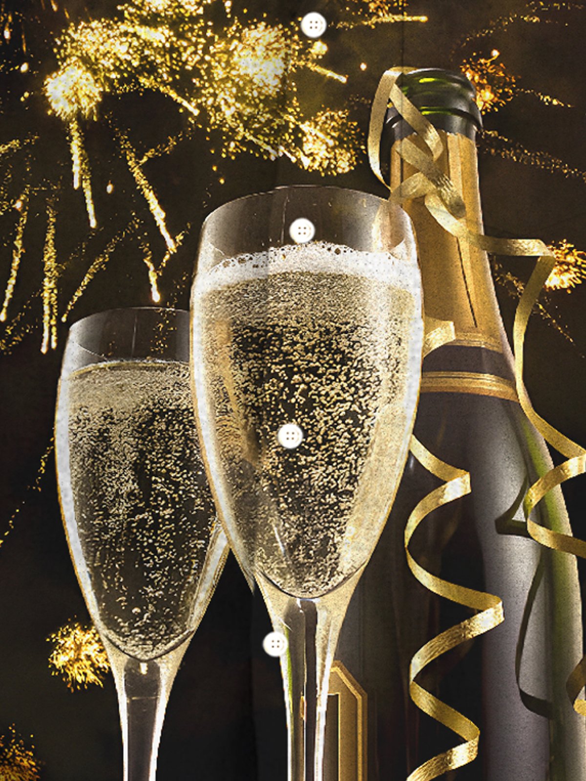 Royaura® Holiday Happy New Year Champagne Print Men's Button-Up Long-Sleeve Hawaiian Shirt Big & Tall