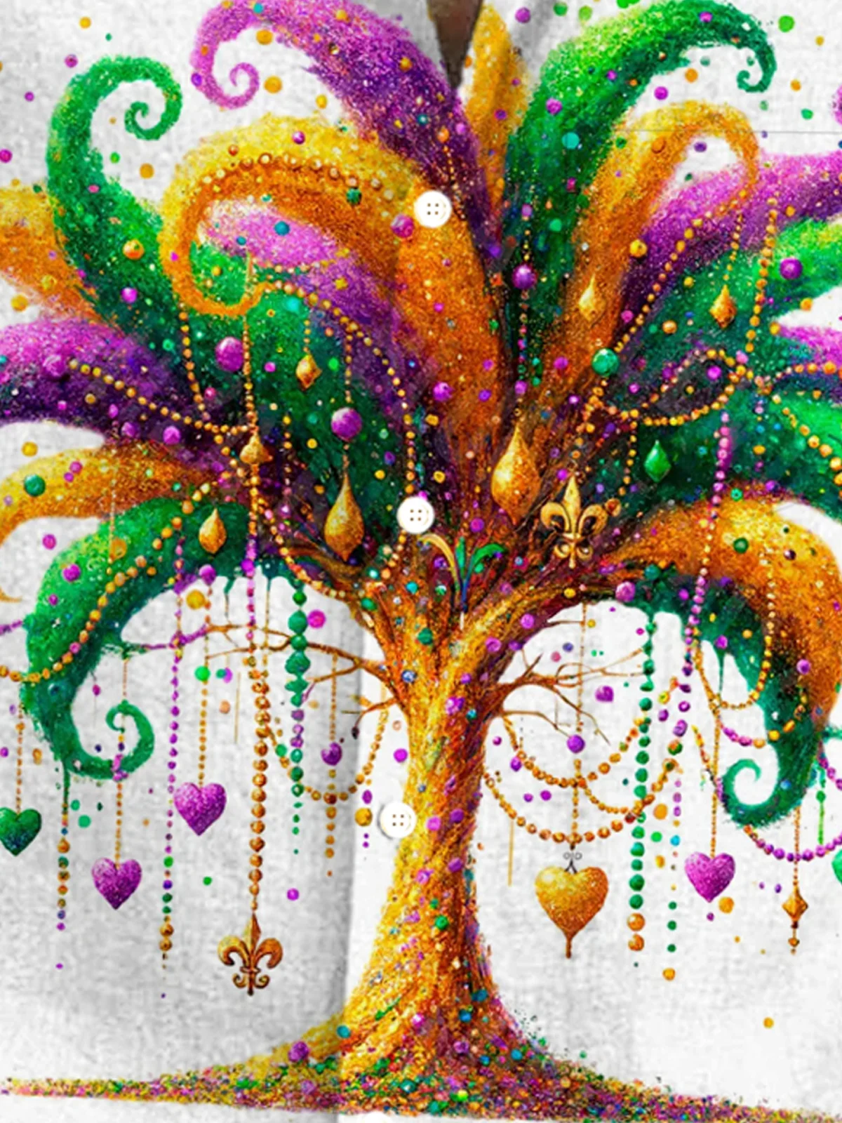 Royaura® Holiday Mardi Gras Tree Print Men's Button-Up Long-Sleeve Hawaiian Shirt Big & Tall