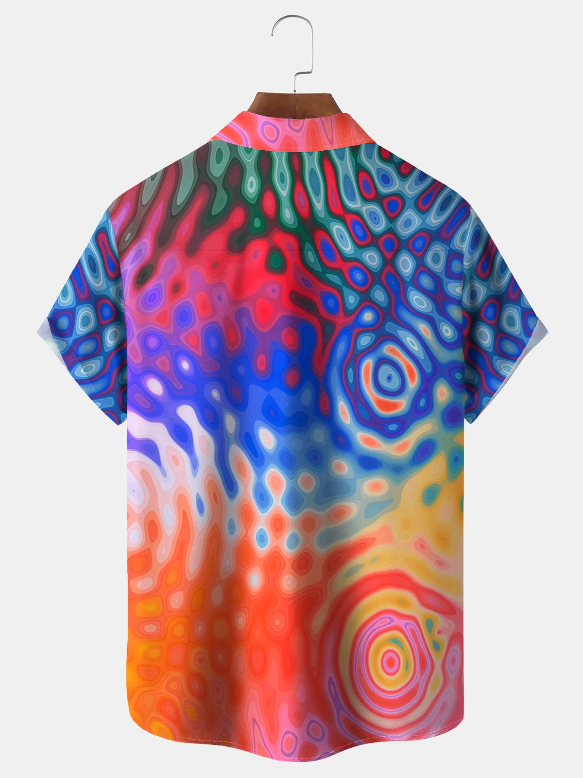 Royaura® Men's Basic Thermoformed water droplet Print Retro Short Sleeve Button Down Big & Tall