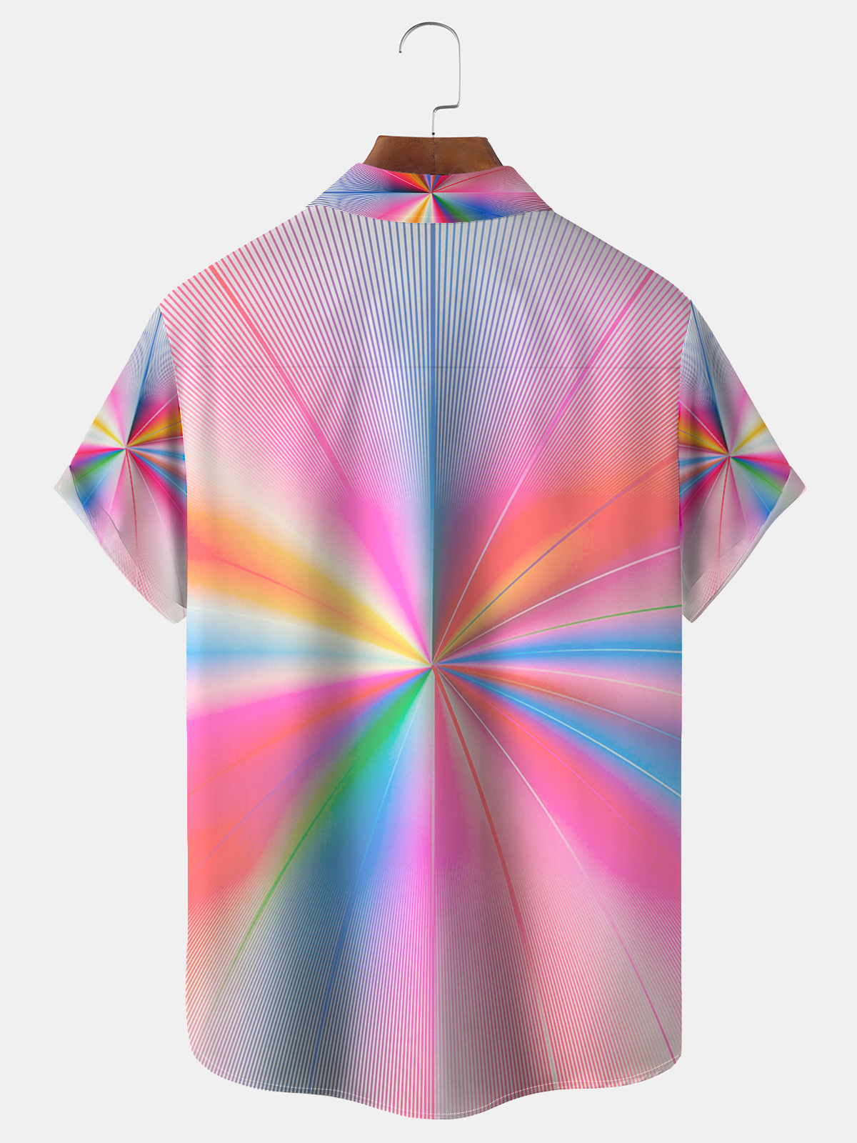 Royaura® Men's Basic Colorful Rays Print Retro Short Sleeve Button Down Big & Tall