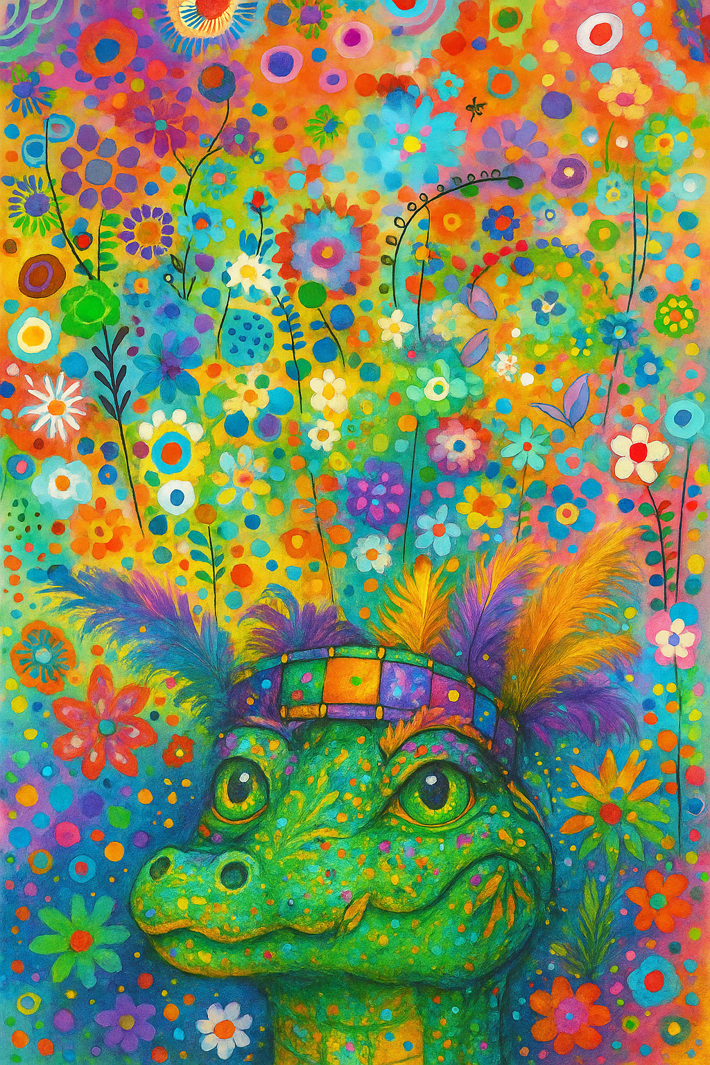 Royaura® Men's Mardi Gras Flower beds Crocodile Print Retro Short Sleeve Shirt Big & Tal