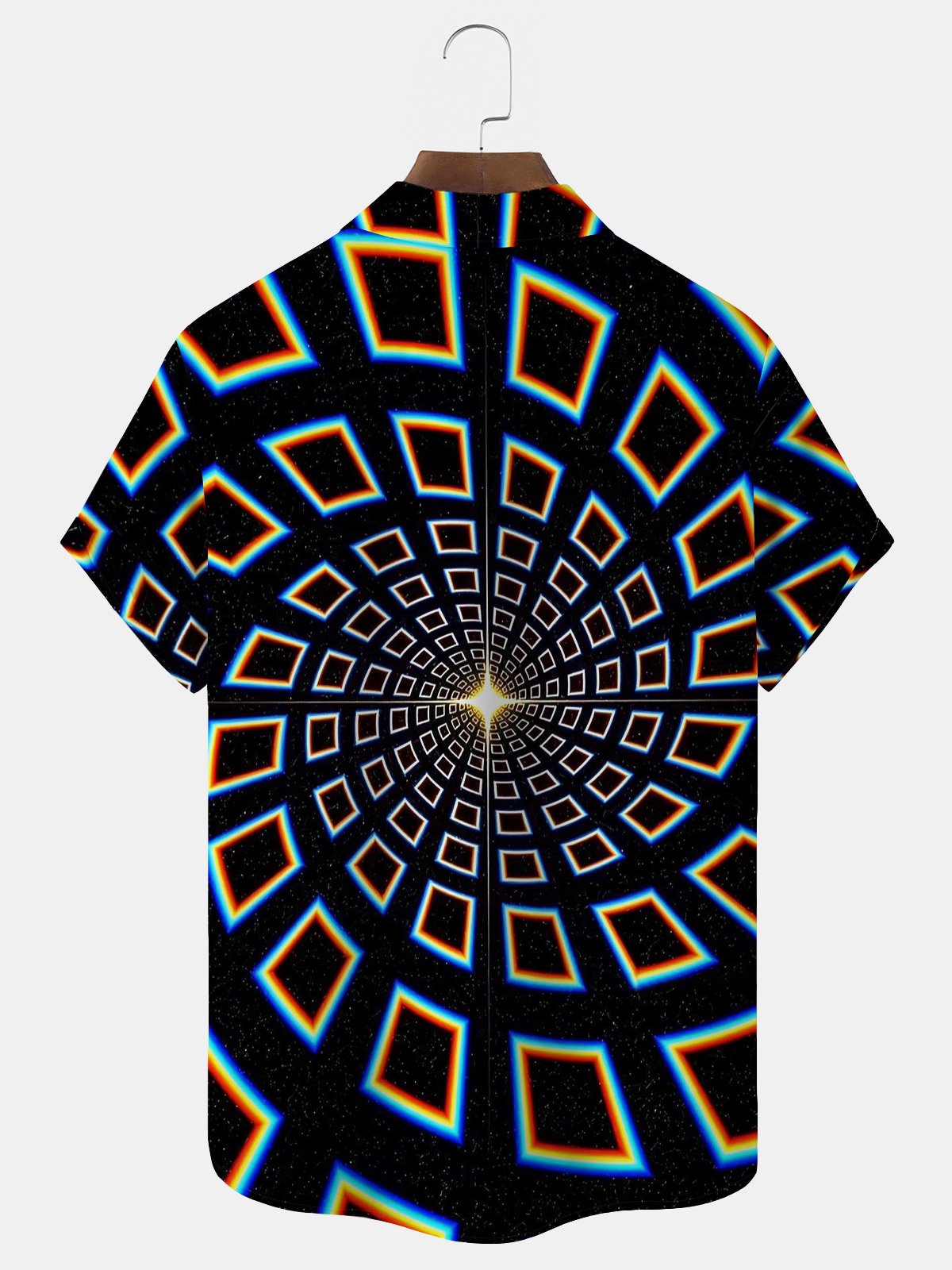 Royaura® Retro Abstract Art Print Men's Button-Down Short-Sleeved Hawaiian Shirt Big & Tall