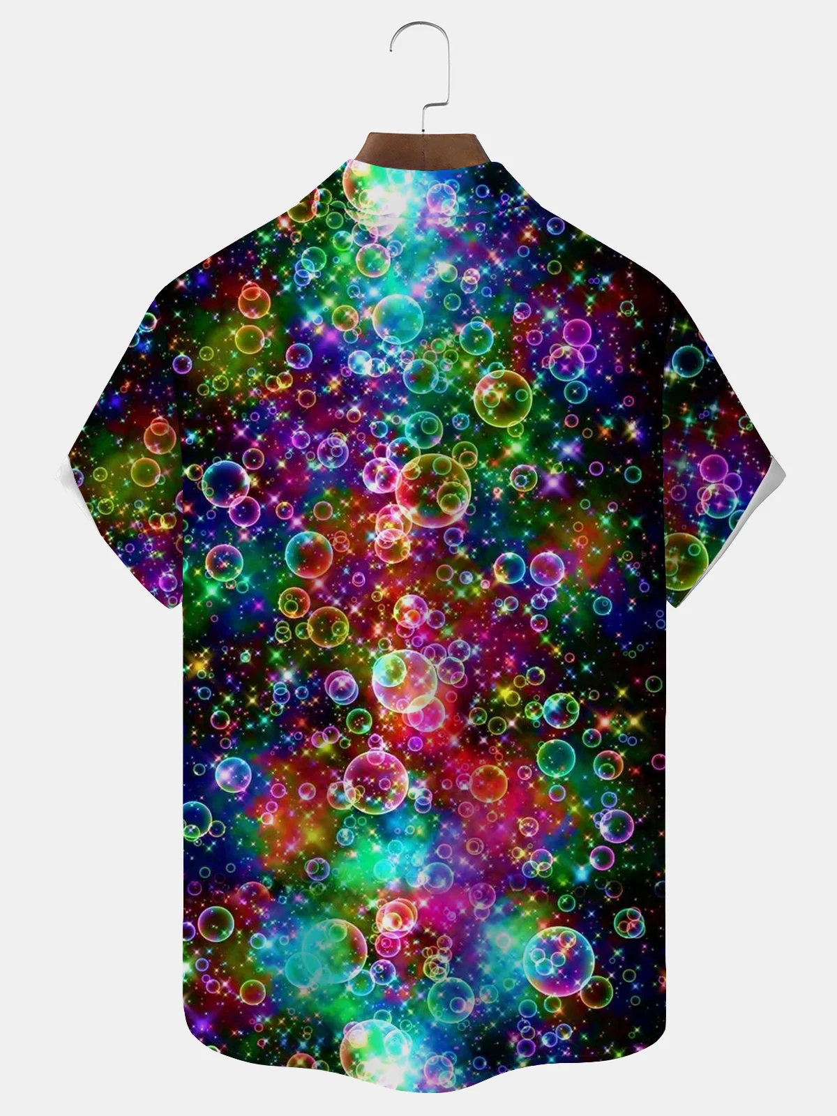 Royaura® Retro Colorful Bubbles Print Men's Button-Down Short-Sleeved Hawaiian Shirt Big & Tall