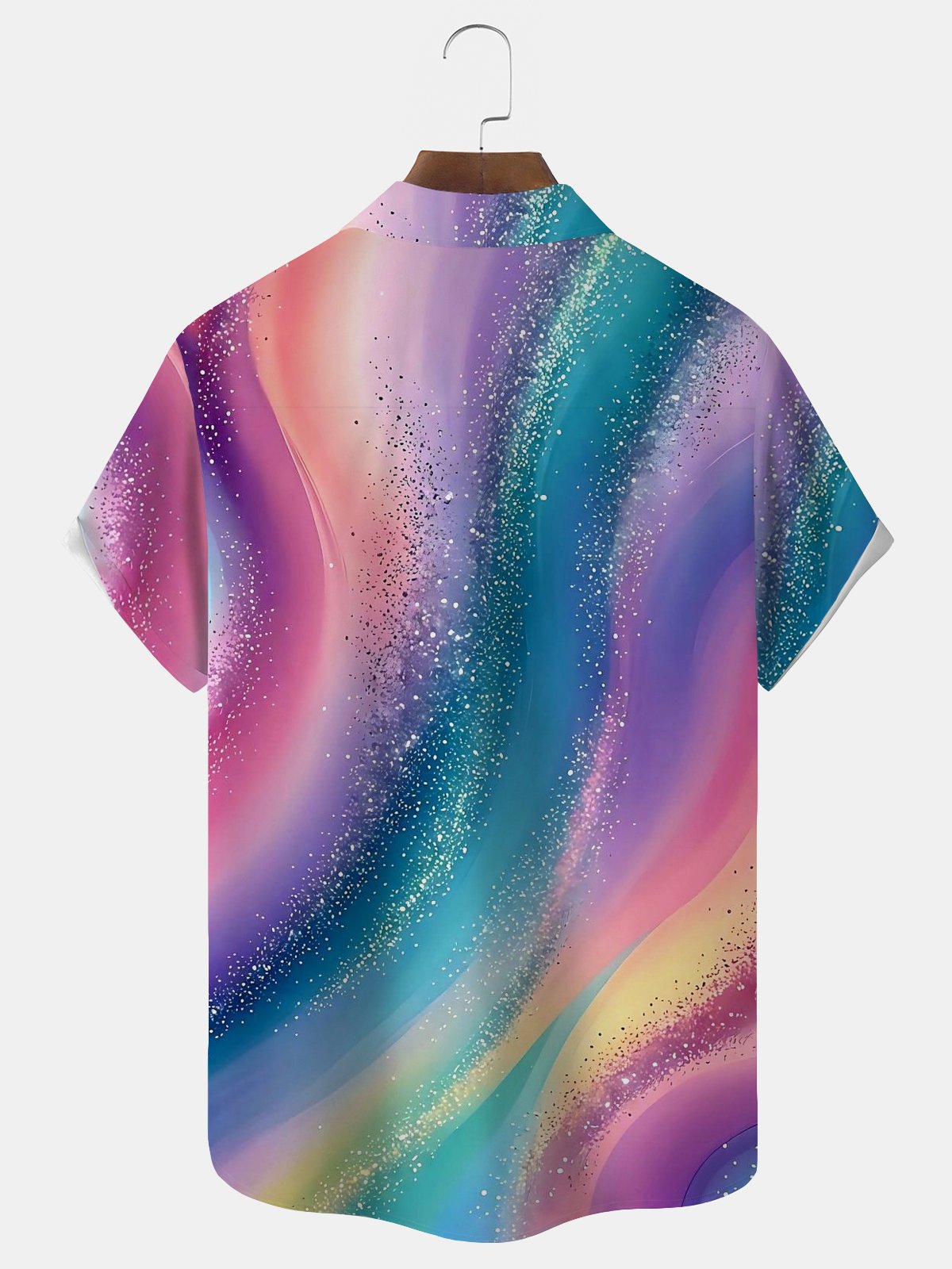 Royaura® Retro Gradient Abstract Art Print Men's Button-Down Short-Sleeved Hawaiian Shirt Big & Tall