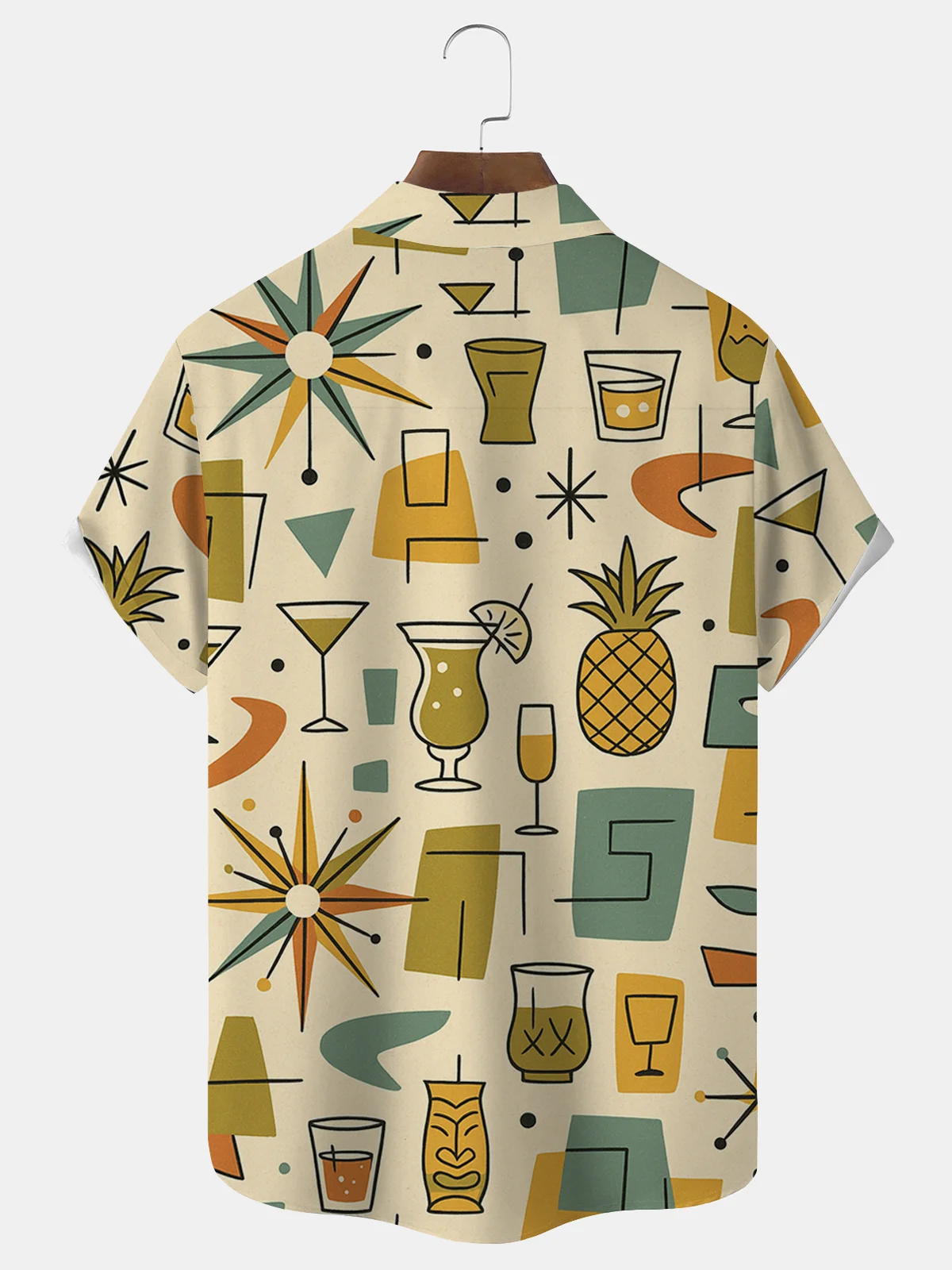 Royaura® Retro Medieval Geometric  Print Men's Button-Down Short-Sleeved Shirt Big & Tall