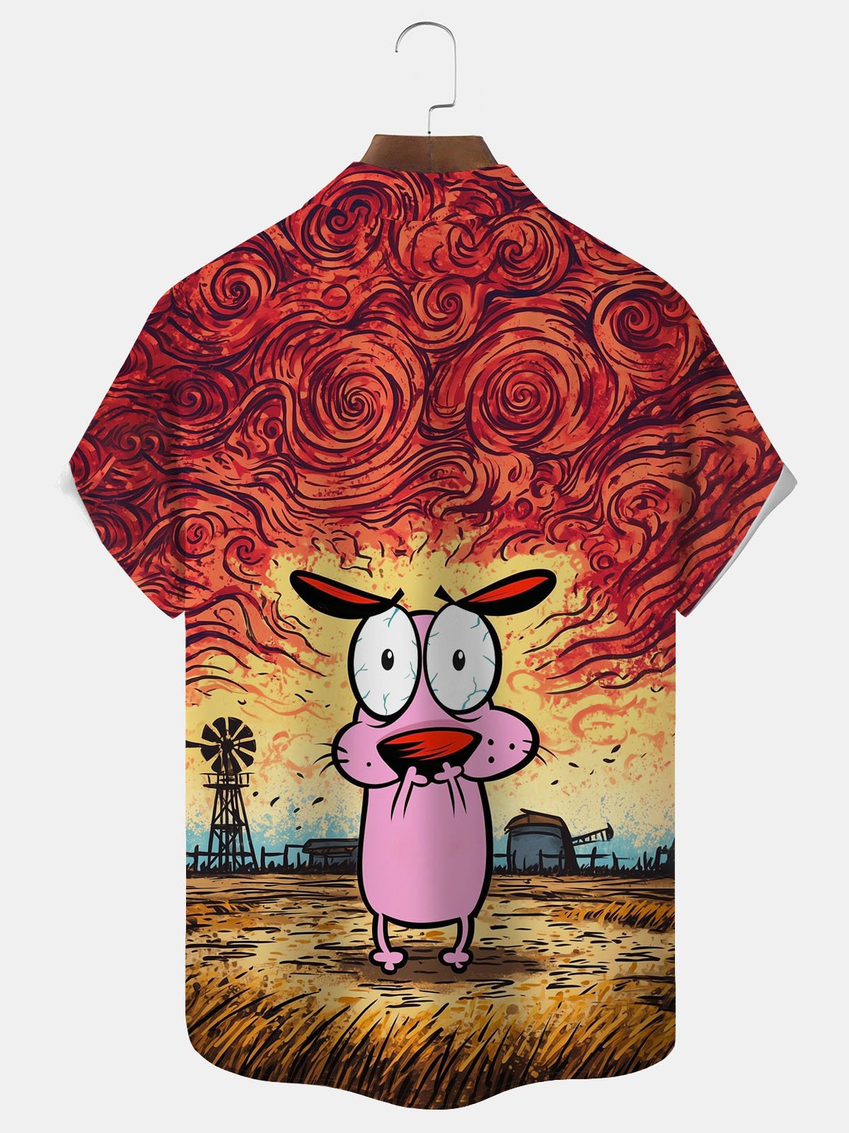 Royaura® Retro Cartoon Art Print Men's Button Pocket Short-Sleeve Holiday Shirt Big & Tall