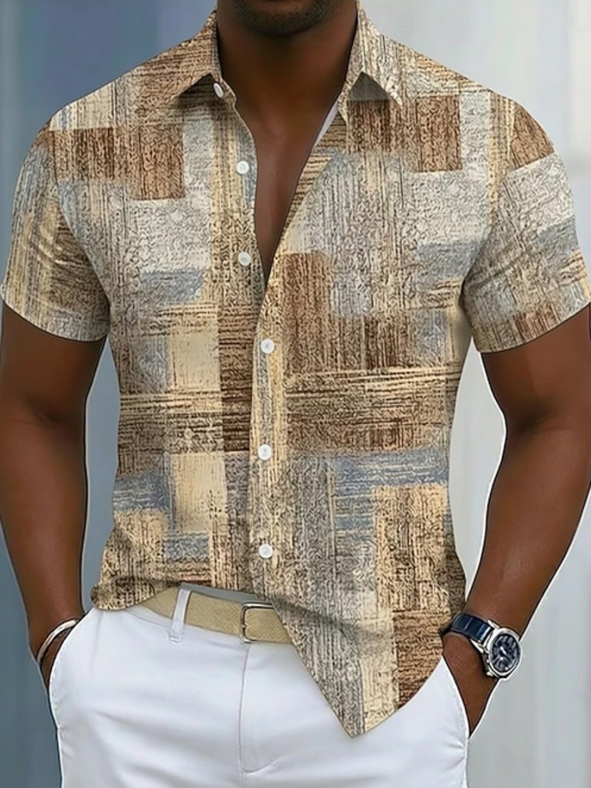Royaura® Men's Vintage Distressed Abstract Textured Earth Tone Rustic ...