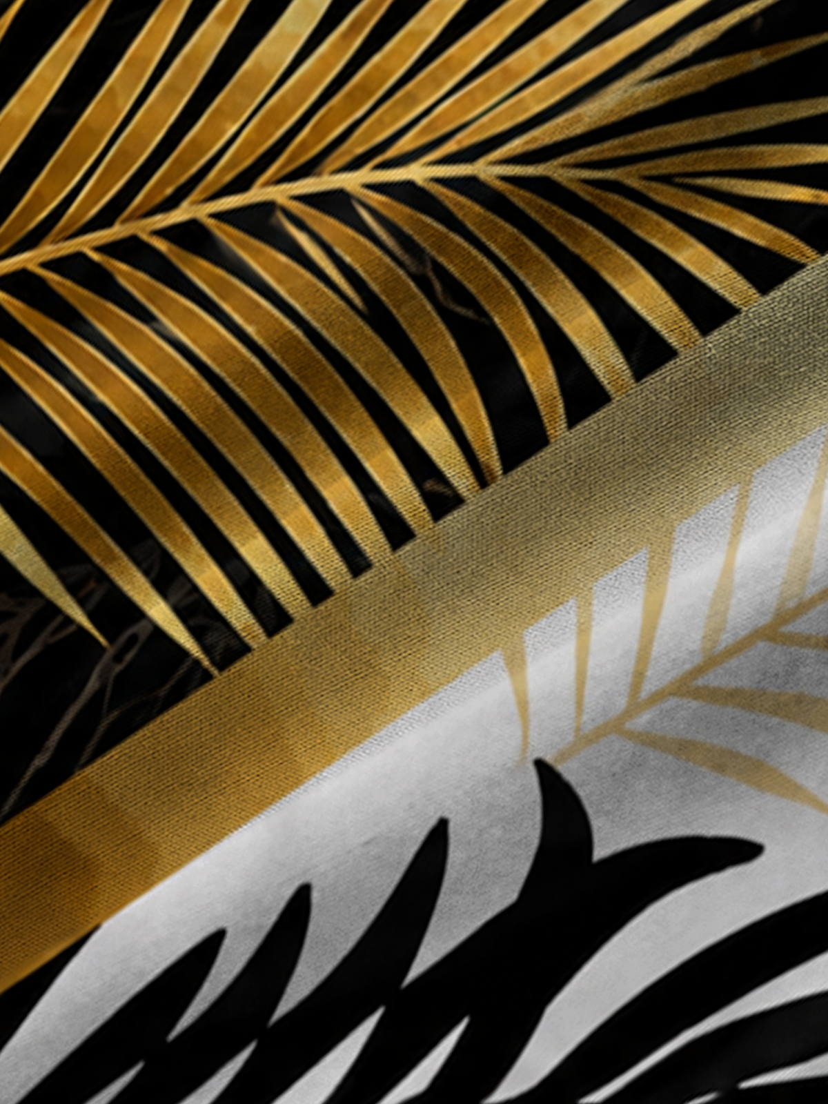 Royaura® Men's Tropic Gold Palm Leaf Contrast Colorblock Retro Button ...