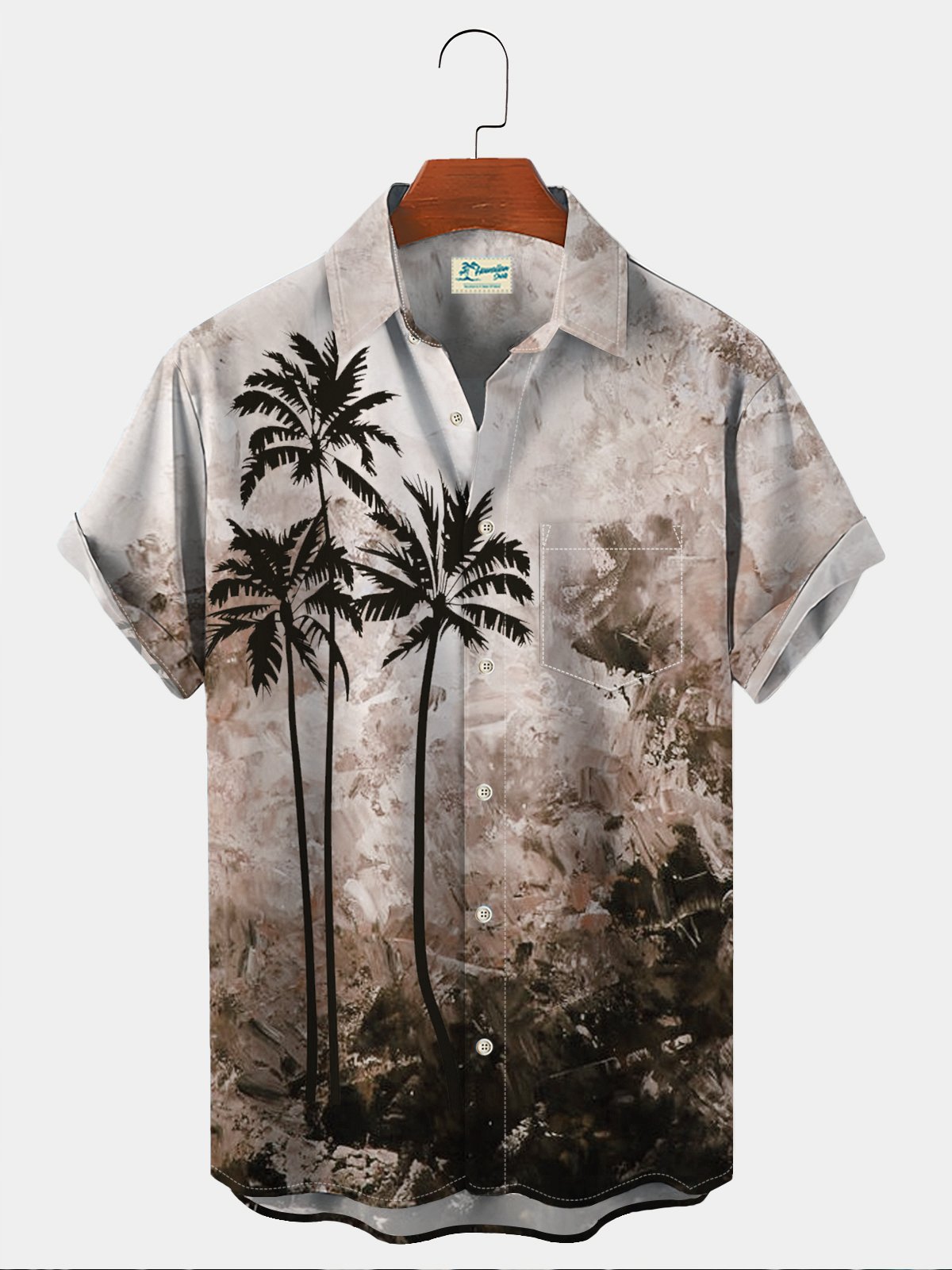 Royaura Men Vacation Beach Hawaiian Shirts Coconut Tree Gradient Art ...