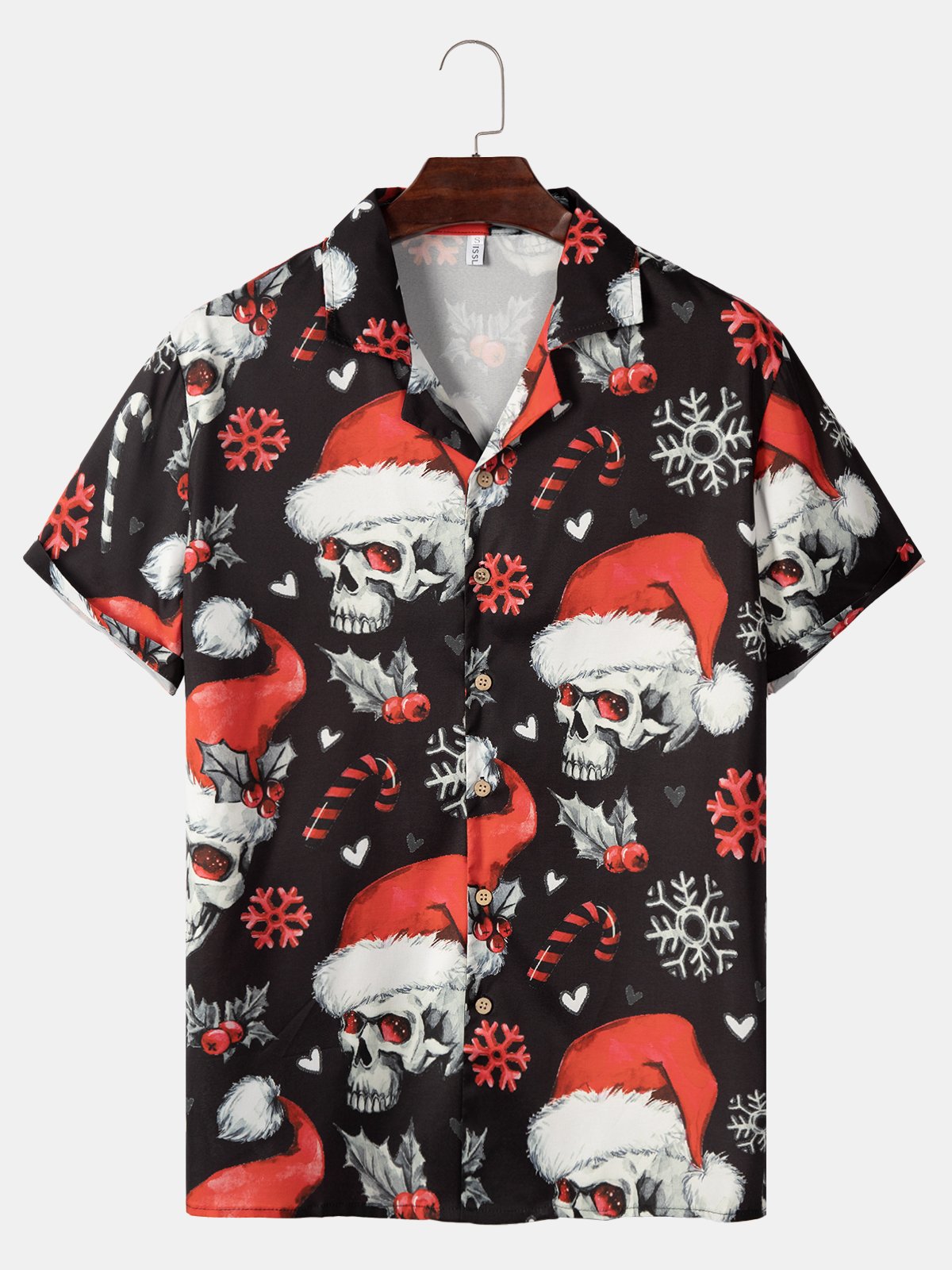 Men's Christmas Shirts Skull Printed Funny Short Sleeve Tops