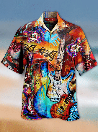 Vintage Mens Guitar music Printed Shirts & Tops