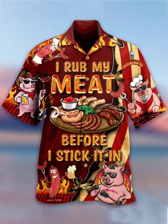 Men's Pig I Rub My Meat Before I Stick It In BBQ Lovers Hawaiian Shirt