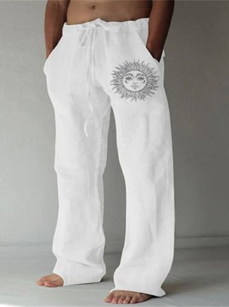 Men's linen Casual Pants Loose lightweight drawstring yoga trousers