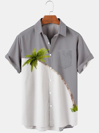 Short Sleeved Coconut Tree Summer Vacation Shirts For Men