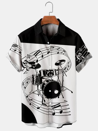 Royaura Men's Drum Kit Music Hawaiian Short Sleeve Shirts