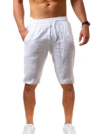 Solid Color Casual Cotton Linen Shorts