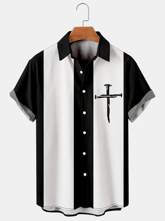 Mens Hawaiian Shirt Easter Black Comfortable-Blend Holiday Religion Shirts & Tops