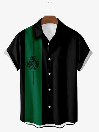 Men's Shirts Green Graphic Poker Vintage Casual Loose Shirts and Tops