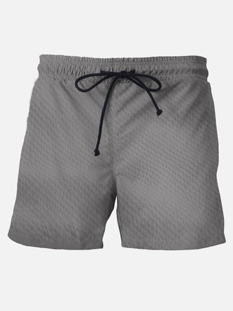 Men's Casual Basic Seersucker Wrinkle-Free Solid Beach Shorts