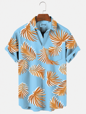 Men's Vintage Hawaiian Shirts Palm Tree Men's Cotton Plus Size Seersucker Tops