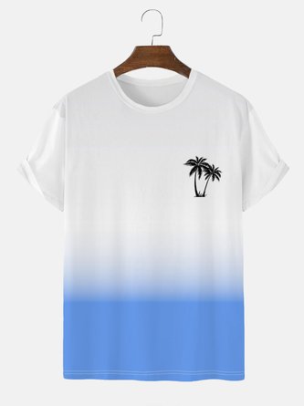 Men's Holiday Casual T-Shirt Coconut Beach Vacation Gradient Plus Size Top