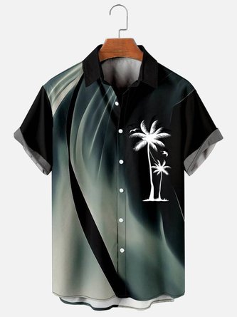 Men's Simple Gradient Light and Shadow Coconut Print Shirt