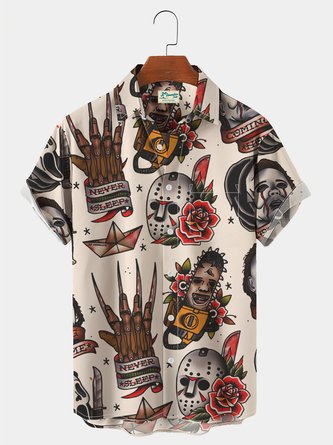 Men's Vintage Halloween Hawaiian Short Sleeve Shirt