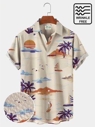Men's Resort Hawaiian Seersucker Wrinkle Free Short Sleeve Shirt