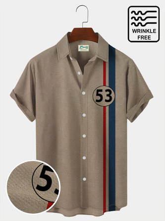 Men's Vintage 60‘s Car 53  Wrinkle Free Seersucker Camp Shirts