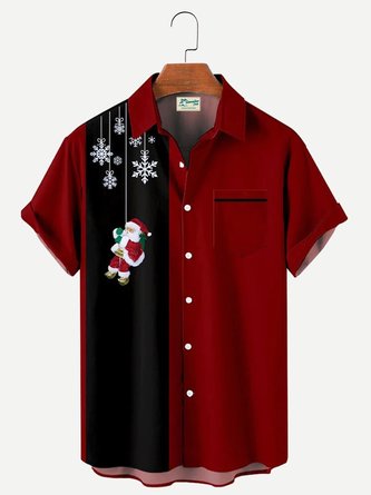 Men's Christmas Spoof Creative Design Short Sleeve Shirt With Pockets